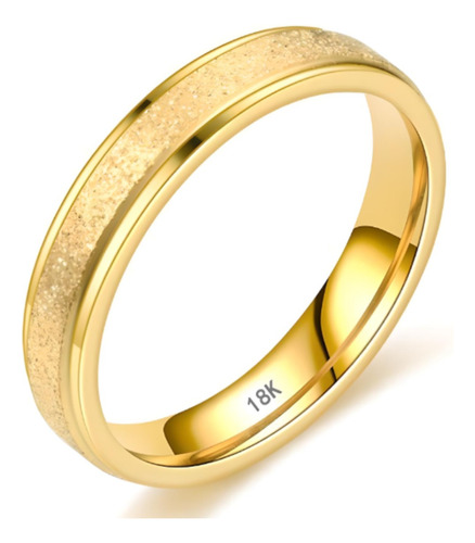 Anillo Matrimonio Compromiso Esmerilado Enchapado Oro 18k 