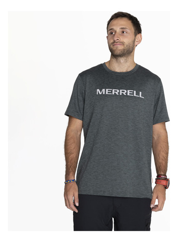 Polera M/c Merrell Sport T-shirt Short Gris Hombre