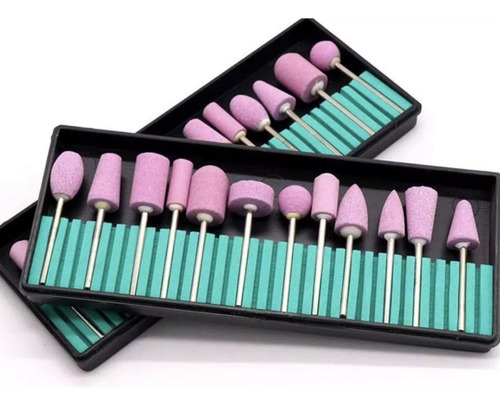 Kit 12 Brocas Profissionais Lixas Elétricas Unha Rosa Nail 