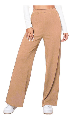 Palazzo Mujer Pantalon Wide Leg Ancho Tiro Alto Algodón Rust