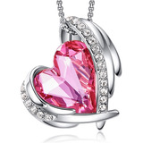 Cde Collares De Corazón De Amor De Cristal Para Mujer, Plata