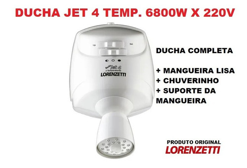 Ducha Jet 4 Temp. Branco 6800w 220v + Mangueira + Duchinha