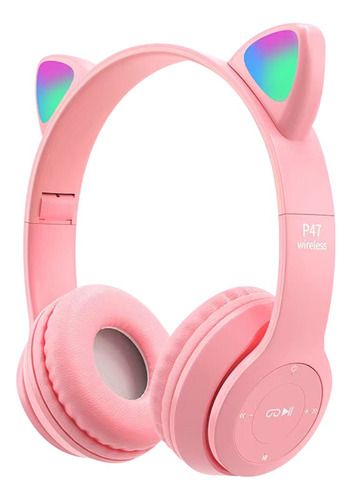 Auriculares Con Orejas De Gato Rgb Diadema Bluetooth P47m