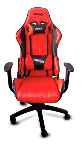 Silla De Escritorio Soul Game-ch100 Gamer Ergonómica  Roja Con Tapizado De Cuero Sintético