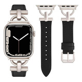 Malla De Cuero Para Apple Watch 38/40/41mm Negro-starlight