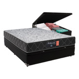 Cama + Box Baú Casal Preta Orthopedic Frete Grátis 138x188