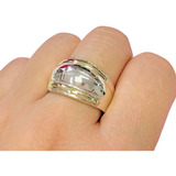 Anillo Ancho Unisex Plata Y Oro Ideal Regalo Ao 213