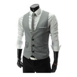 Trajes Camisa Tipo Saco Chaleco Slimfit Cadena Elegante,