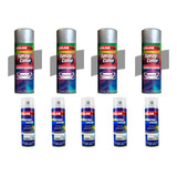 Tinta Spray Automotivo Colorgin 4 Prata Lunar  + 4 Spray Verniz + 1 Spray Primer