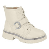 Bota Coturno Feminina Molekinha Infantil Brilhante Off White