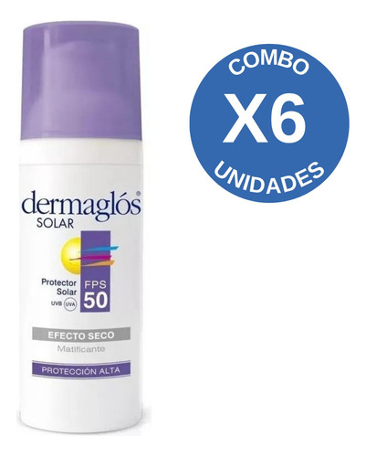 Pack X6 Dermaglós Protector Fps 50 Efecto Seco 50 Ml