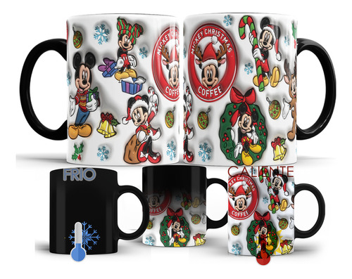 Taza Mágica Navideña En 3d Mickey Mouse Personalizada M429