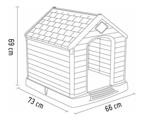 Casa Para Perro Chico Mediano Termica De Plástico Exterior Color Gris