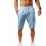 Short Pantalón De Algodón Y Lino Para Hombre, Yoga, Playa