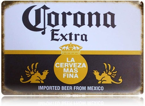 Cartel De Chapa Vintage Retro, Cerveza Corona De Méxic...