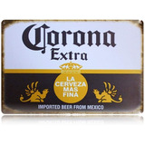 Cartel De Chapa Vintage Retro, Cerveza Corona De Méxic...