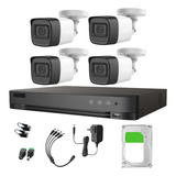 Hikvision Kit De 4 Camaras De Seguridad Exterior Metalicas Con Micrófono Integrado + Disco Duro 2tb Modelo Hik5mpslq-plus-sc+2tb Video Vigilancia Turbohd 1080p Cctv 4 Cámaras Bala