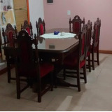 Juego Comedor Antiguo Colonial Español Con 8 Sillas