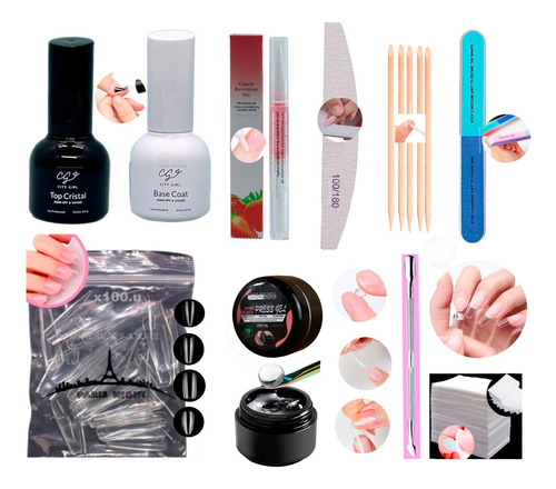 Kit X100tips Paris Night Base Y Top Coat City Girl Gel Solid