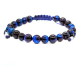 Pulsera Ojo De Tigre Azul Cierre Tejido Moda Proteccion