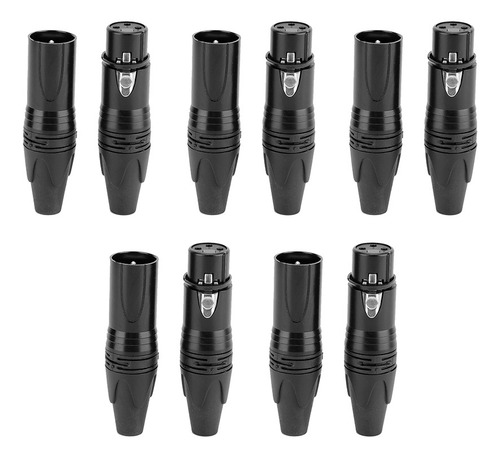 5 Pares De 3 Pines Xlr Enchufe De Audio Conector De Cañón Ne