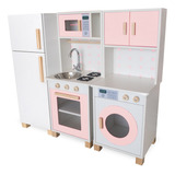 Cozinha Infantil Com Geladeira E Máquina De Lavar Rosa Bebê
