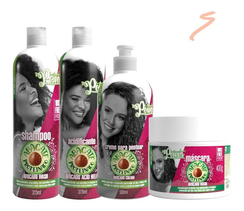 Soul Power Abacate Shampoo+ Acidificante+ Másc+ Creme 500g