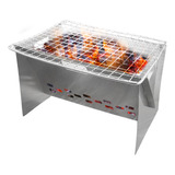 Estufa Camping Acero Inox Plegable Portátil Con Parrilla - H