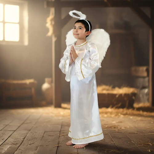 Disfraz De Ángel Niño Niña Traje Pastorela Navidad Zizoi Talla 2 A La 12