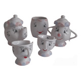 Conjunto/jogo C/5 Peças Porcelana A Bela E A Fera Disney 