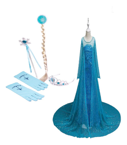 Disfraz Princesa Elsa Vestido Fiesta Frozen I Y Accesorios