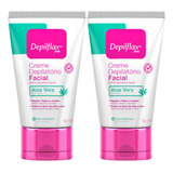 2un Creme Depilatorio Facial 50g Com Aloe Vera Depilflax