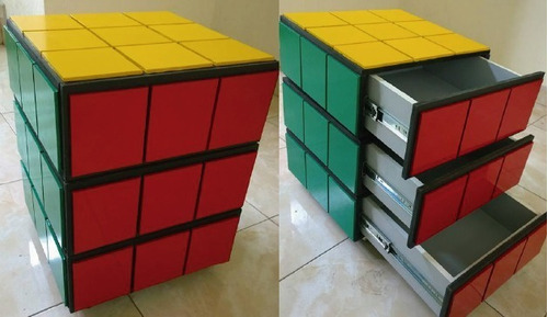 Cajonera Cubo Rubik 3 Cajones Correderas Metalicas 