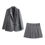 Para Blazer De Mujer + Traje De Falda Plisada Sexy