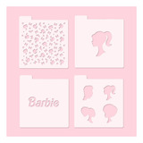 Stencil Set X4 Barbie 1 Repostería Porcelana Cookies ::