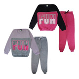 Kit 2 Conjunto Moletom Juvenil Menina Blusa Calça Flanelado