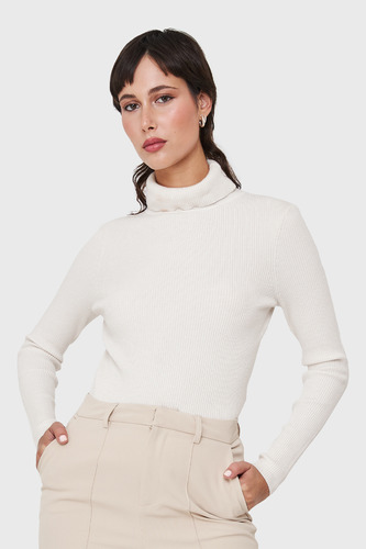 Sweater Tejido Canalé Blanco Invierno Nicopoly