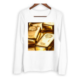 Remera Mujer Ml Oro Lingotes Valores Gold Economia Money M2