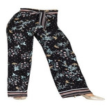 Pantalón 7028 De Palazzo Print Flores Vestir Evento