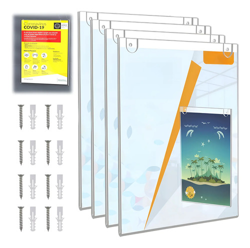 4pcs 30*21.5cm Acrilico Porta Folleto A4 Pared Vertical
