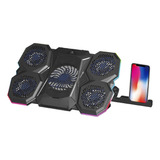 Suporte Notebook Gamer Rgb Ergonomico 5 Fans Coller Celular