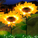 Luces Solares Impermeables De Girasol, Flores Para Exteriore