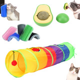 Kit 3 Brinquedo Gato Tunel Abacate Catnip Escova De Canto