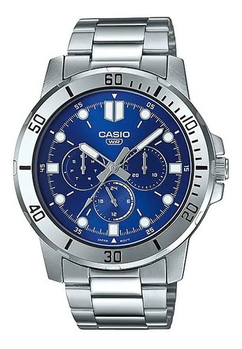Reloj Casio De Hombre Mtp-vd300d De Acero Fondo Azul 