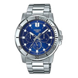 Reloj Casio De Hombre Mtp-vd300d De Acero Fondo Azul 