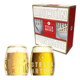 2 Copas De Cerveza Stella Artois 330 Ml Borde Dorado Vintage Color Transparente Y Esmerilada