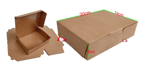 50 Cajas Para Restaurante De 20x14x5cm Antigraso Kraft