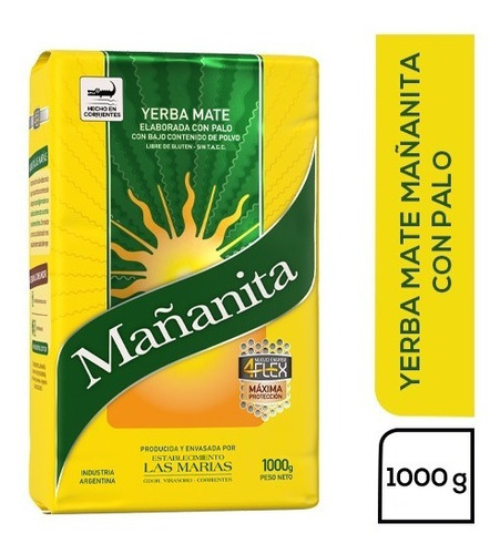 Yerba Mate Mañanita 4 Flex Con Palo Sin Tacc 1kg