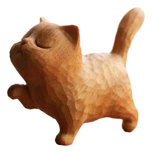 Estátua De Gato Pequeno De Madeira Decoração De Gato