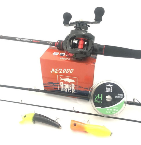 Combo Baitcast Caña Reel Multi 2 Señuelos Leader Taru Dorado